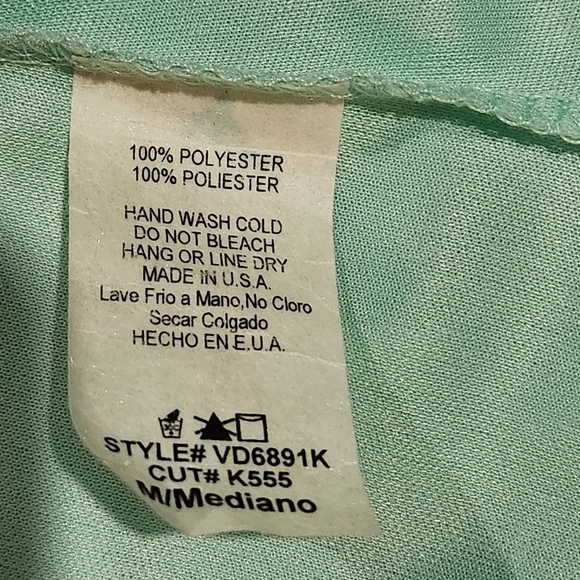 Pink Blush Women's Mint & White ¾ Sleeve Flowy Empire Maxi Dress Size Medium - Picture 7 of 7